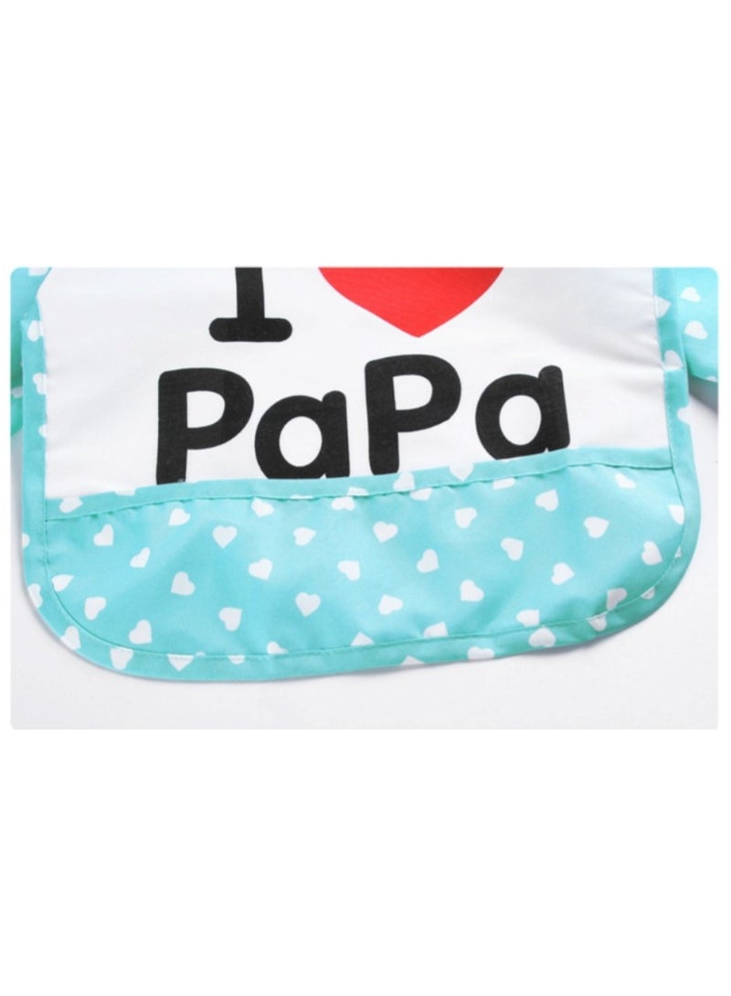 Waterproof Full-Sleeved Baby Bib I Love Papa Design - Image 5