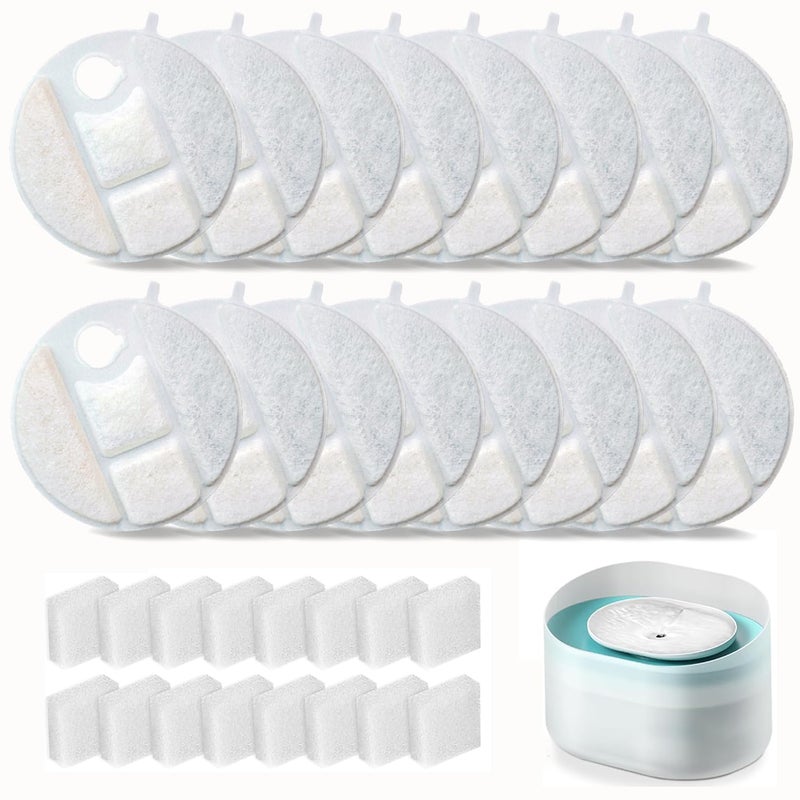 OUPUSES 16 Pack Dog Water Fountain Replacement Filters for Petlibro Capsule Dog Fountain PLWF008,Dog Water Fountain Filter with Replacement Pre-Filter Pump Sponges. - Image 1