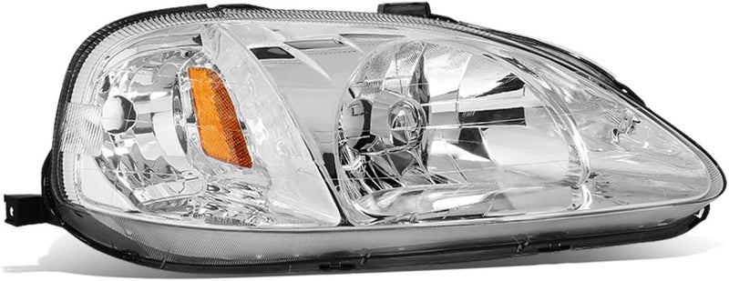 DNA MOTORING OEM-HL-0006-R Chrome Factory Style Passenger Side Headlight Replacement for 99-00 Honda Civic - Image 1
