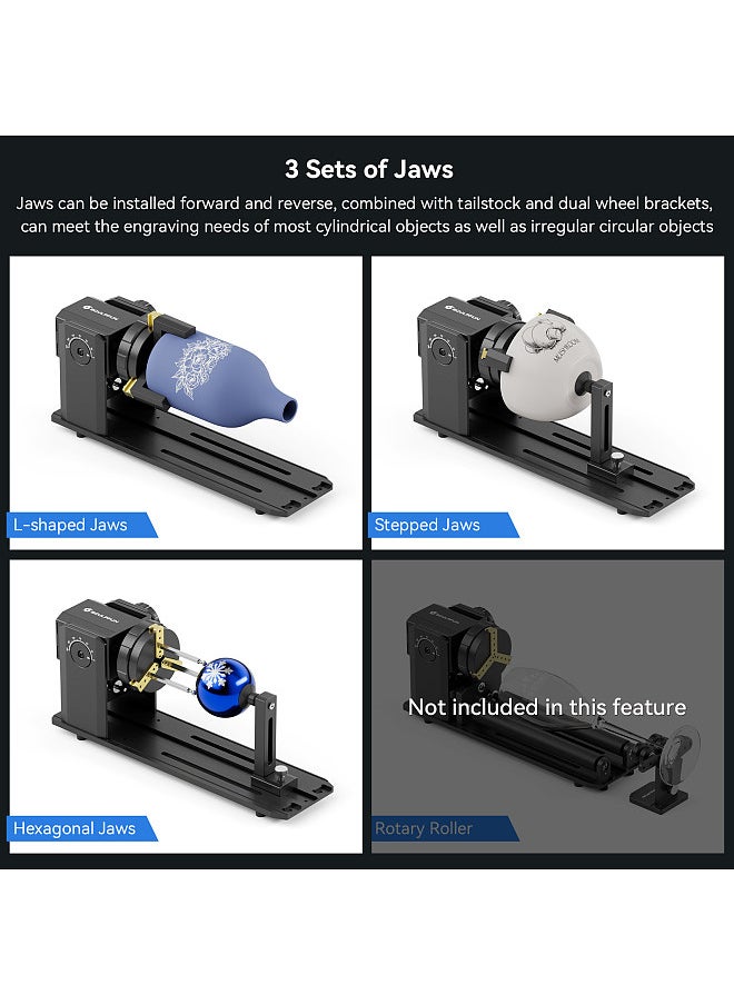 SCULPFUN - RA Pro Rotary Chuck for Laser Engraver, Y-axis Multi-Function Rotary Module with 180° Adjustable Angle for Laser Engraving Cylindrical Objects Irregular Round Objects - Image 1