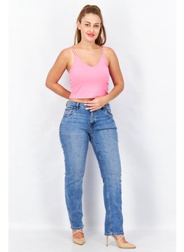 ESPRIT Women Regular Fit Washed Denim Jeans, Blue  - Image 3