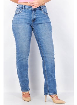 ESPRIT Women Regular Fit Washed Denim Jeans, Blue  - Image 1