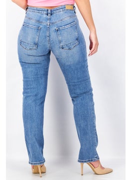 ESPRIT Women Regular Fit Washed Denim Jeans, Blue  - Image 2