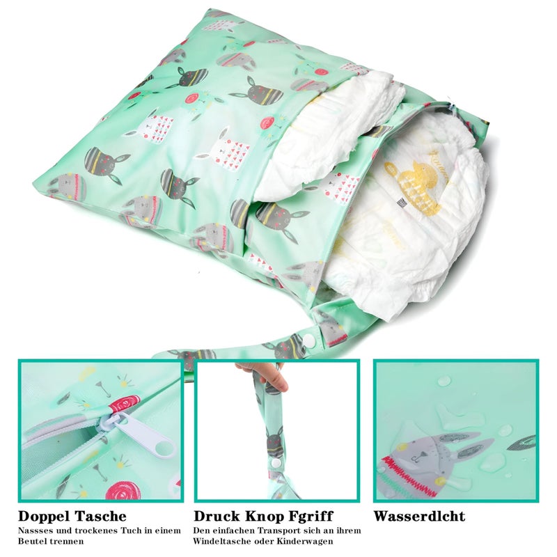 Generic Cloth Diaper Wet Bag - Diaper Bags, Multi Color Cartoon Pattern, Zipper Closure - Image 3