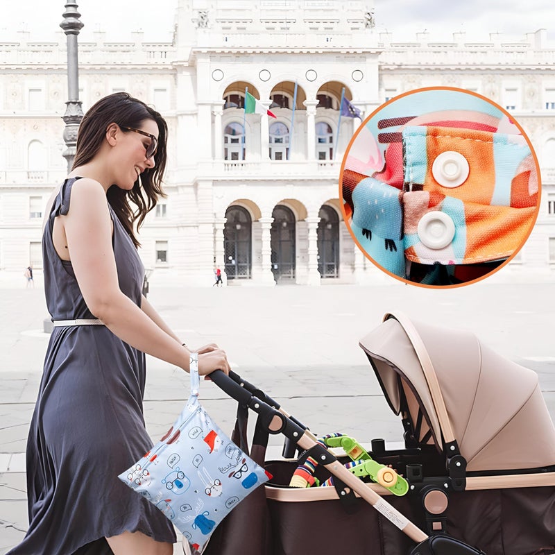 Generic Cloth Diaper Wet Bag - Diaper Bags, Multi Color Cartoon Pattern, Zipper Closure - Image 5