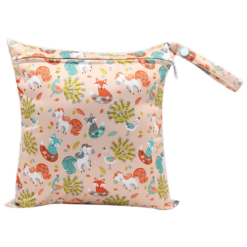 Generic Cloth Diaper Wet Bag - Diaper Bags, Multi Color Cartoon Pattern, Zipper Closure - Image 1