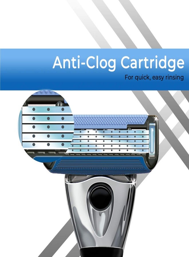 Personna Men's 5 Blade Razor with Bulk Pack of 12 Replacement Razor Cartridges and Shaving Razor Handle (Silver) - Image 2