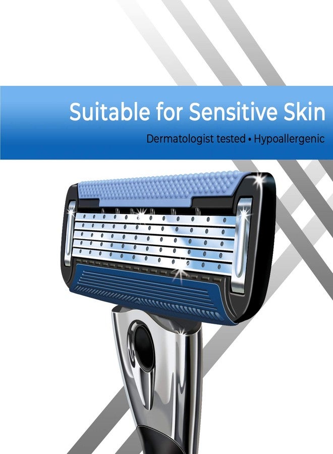 Personna Men's 5 Blade Razor with Bulk Pack of 12 Replacement Razor Cartridges and Shaving Razor Handle (Silver) - Image 3