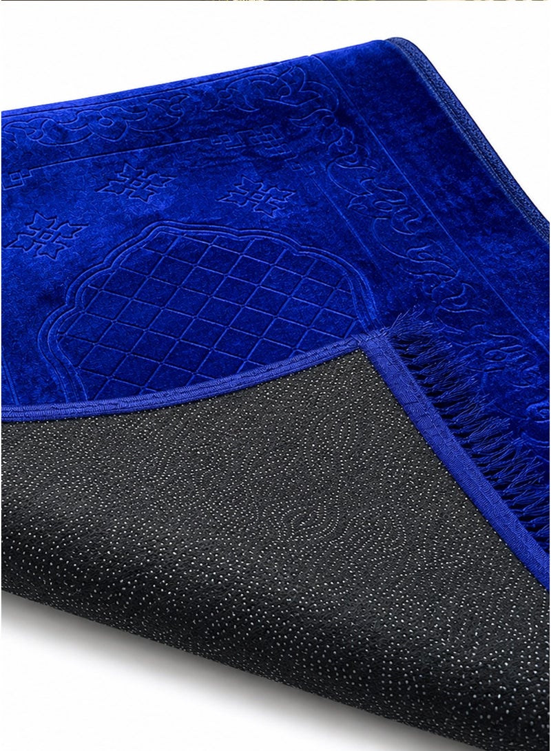 Tala Luxury Velvet Prayer Rug with Embossed Patterns | Elegant Islamic Design | Embroidered Edges | Size 80×120 cm | Soft Comfortable Texture for Prayer - Image 4