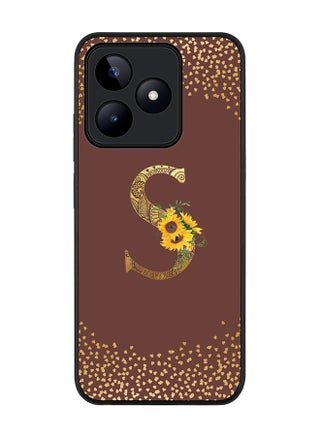 Rugged Black edge case for Realme C51 / Realme Note 50 4G,Custom Monogram Initial Letter Floral Pattern Alphabet - S (Brown) - pzsku/Z3CF2795909A8905DBC80Z/45/_/1717660517/46ac2605-dc71-445c-bac0-009ed866cff3