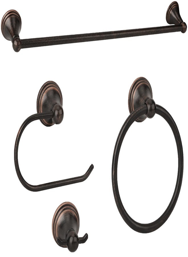 Ntipox Antique 4 Piece Bathroom Hardware Accessories Set Oil Rubbed Bronze,Towel Bar Set 24 Inch,Toilet Paper Holder,Towel Holder,Towel Rack Set,Brushed Bronze Bathroom Accessories Kit - Image 1