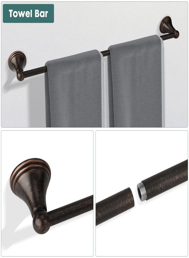 Ntipox Antique 4 Piece Bathroom Hardware Accessories Set Oil Rubbed Bronze,Towel Bar Set 24 Inch,Toilet Paper Holder,Towel Holder,Towel Rack Set,Brushed Bronze Bathroom Accessories Kit - Image 3