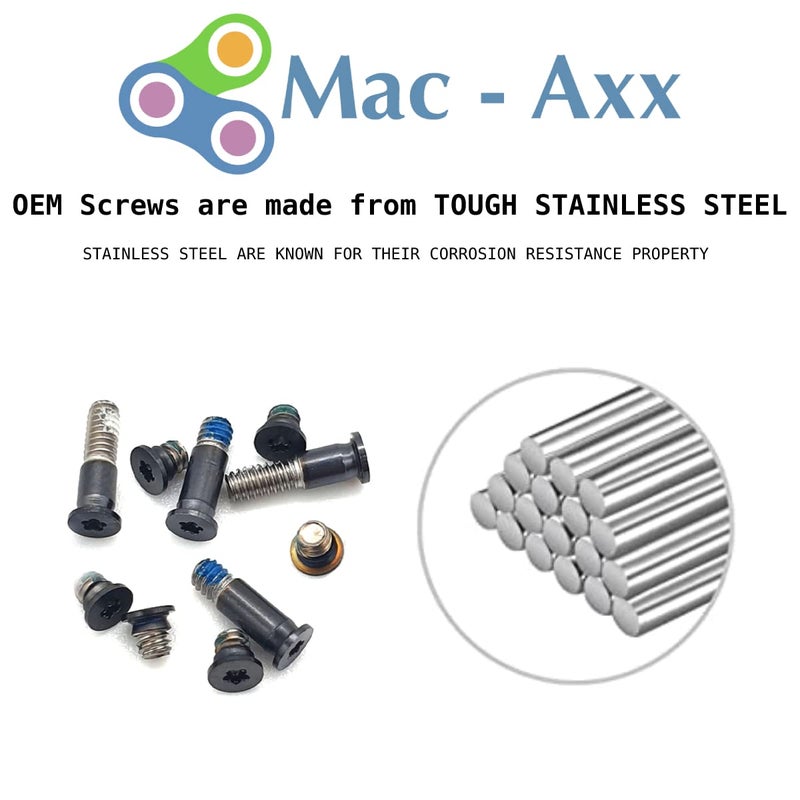 Mac-Axx ™ أقدام مطاطية سفلية (4 قطع) وبراغي سفلية (10 قطع) متوافقة مع ماك بوك إير M1 (شاشة ريتينا) مع معرف اللمس، رقم الموديل: A2337، اللون: رمادي فضائي - Image 5