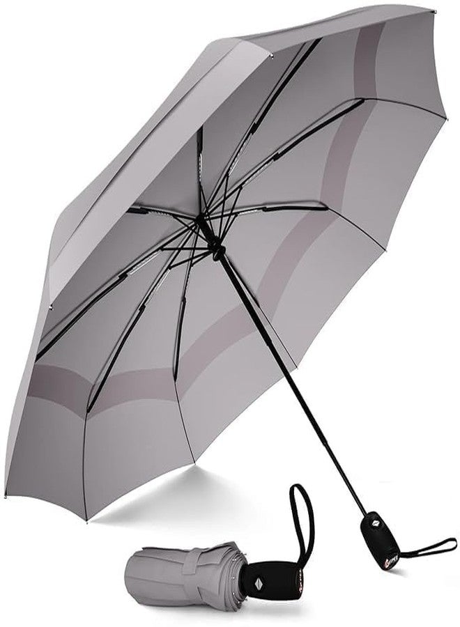 FOREWAY Umbrella, Big Sun Protection Umbrella With Reflective Strip, Reverse Open Windproof & UV Protection Anti-Slip Handle Lightweight 95% UV Block for Men, Women & Kids Ideal for Rain & Sun Coverage (GREY) - Image 1