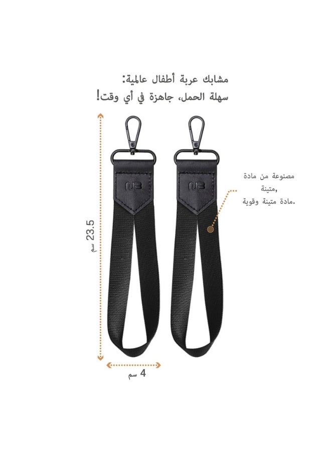 Stroller Hooks for Hanging Diaper Bags(Black, 2 Pack) , Buggy Hook,  Non-Slip with One-Hand Opening,  Baby Travel Essential, 360 Roatation Pram Stroller Hook