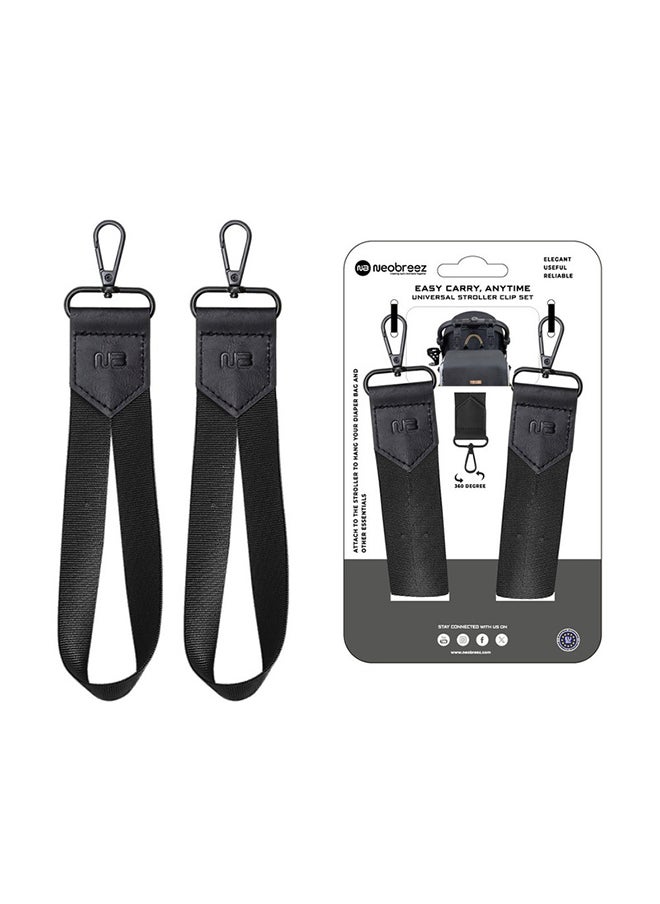 neobreez Stroller Hooks for Hanging Diaper Bags(Black, 2 Pack) , Buggy Hook,  Non-Slip with One-Hand Opening,  Baby Travel Essential, 360 Roatation Pram Stroller Hook  - Image 1