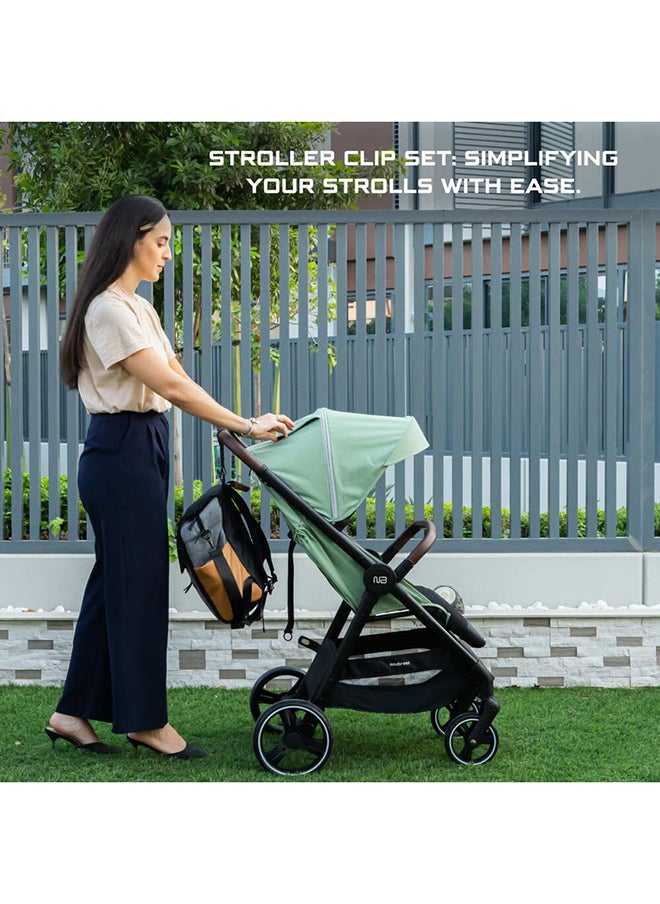 Stroller Hooks for Hanging Diaper Bags(Black, 2 Pack) , Buggy Hook,  Non-Slip with One-Hand Opening,  Baby Travel Essential, 360 Roatation Pram Stroller Hook