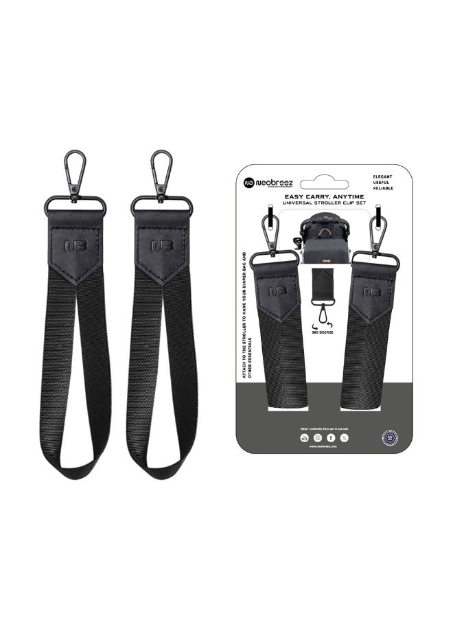 نيوبريز خطافات عربة أطفال نيو بريز لحمل حقائب الحفاضات أسود، عبوة من قطعتين - Image 1
