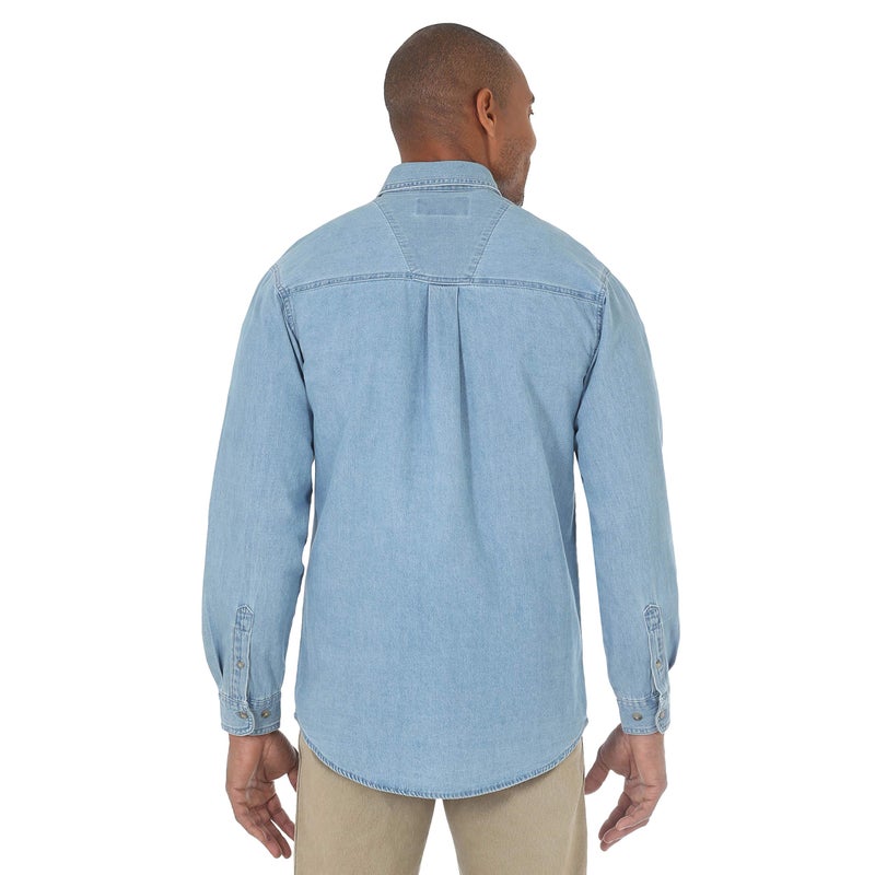 Wrangler Menâ€™s Rugged Wear Basic One Pocket Denim Shirt - Image 2