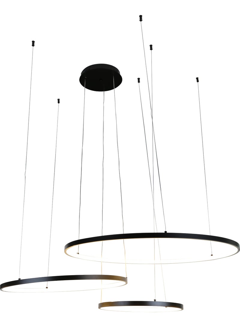 هامر نجف مودرن 3 حلقات اسود لون الانارة اصفر 75 واط ثلاثي - Image 2