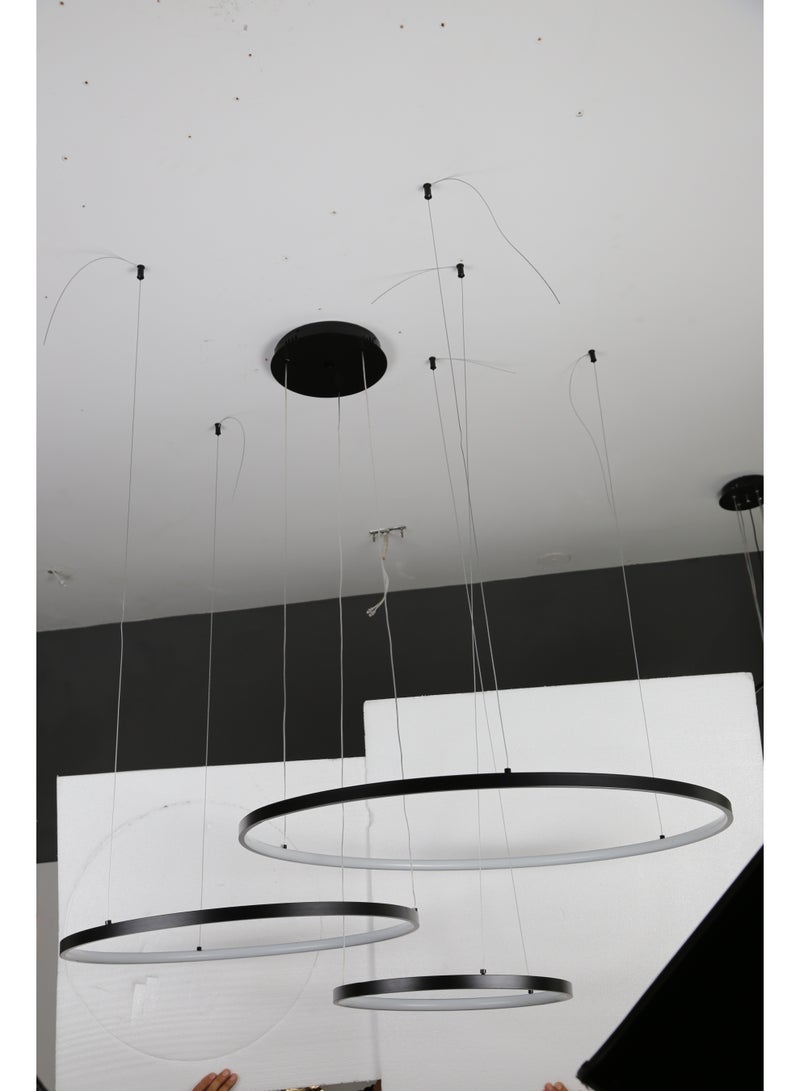 هامر نجف مودرن 3 حلقات اسود لون الانارة اصفر 75 واط ثلاثي - Image 3