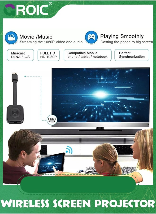 GROIC 1080P HDMI Display Dongle Wireless Mini Receiver Chrome Casters Adapter Support Airplay Miracast, Sharing, Screen mirroring from Phones, Tablet, PC to TV Projector LED  - Image 3