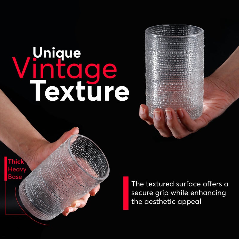BULK PARADISE Hobnail Drinking Glasses, Vintage Glassware Set of 6, Vintage Drinking Glasses 16.2 oz, Bubble Glasses Drinking, Hobnail Glasses, Vintage Glass Cups, Jupiter Glasses for Juice, Soda, Beer, Whisky - Image 3