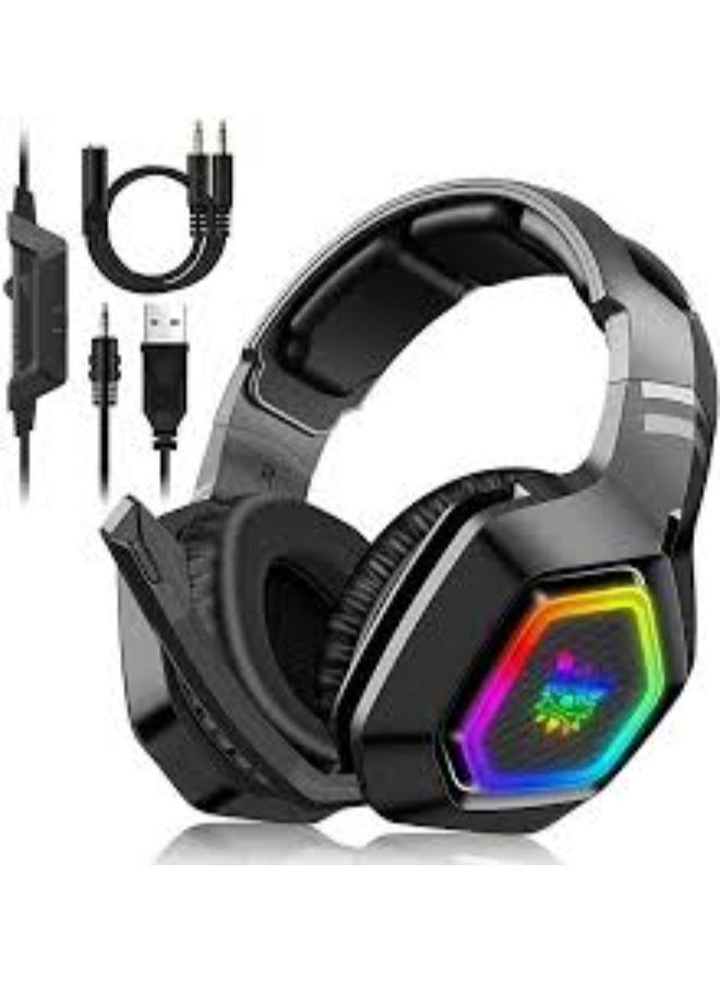 سماعة الألعاب K10 مع صوت محيطي احترافي، وخاصية إلغاء الضوضاء، وميكروفون عالي الأداء، وإضاءة LED RGB، وتصميم مريح يغطي الأذن بالكامل، مثالية لأجهزة الكمبيوتر الشخصية، وإكس بوكس، وبلاي ستيشن، وألعاب الجوال - تجربة صوتية غامرة - Image 1