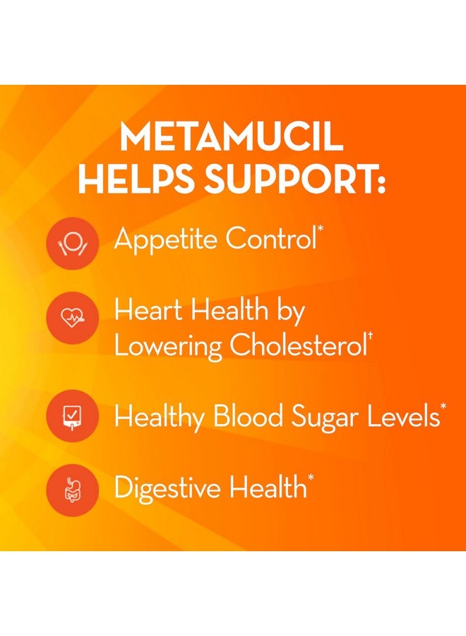 Metamucil 4-in-1 Fiber Supplement for Digestive Health, Psyllium Husk Fiber Powder, Fiber Supplement with Real Sugar, Orange Flavored, 114 tablespoons - Image 2