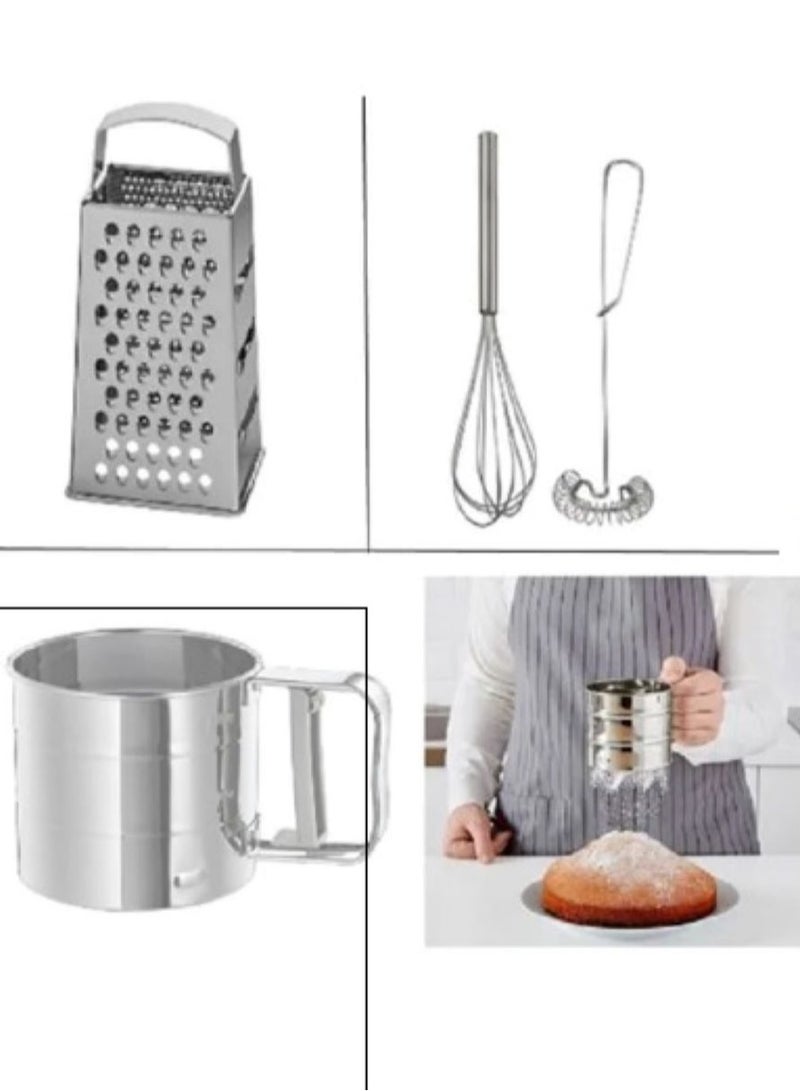 آيكيا فراكتا مجموعة مكونة من 4 قطع - مبشرة دقيق إيدياليسك، هراسة الثوم الفولاذية - Image 1