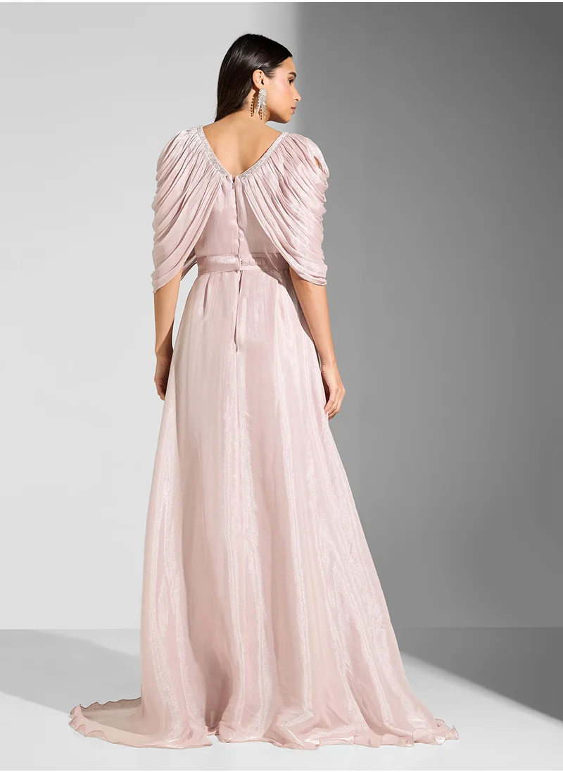 Namshi x Embellished Mermaid Cut Dress With Slit