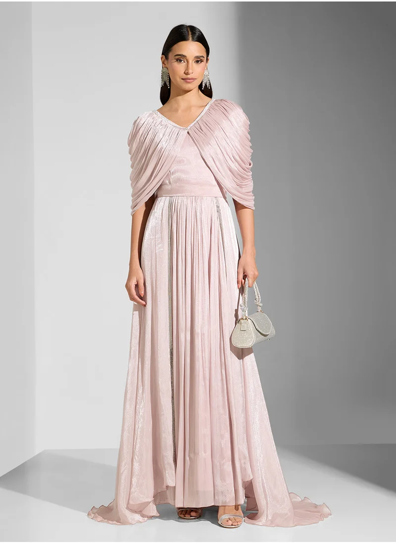 Namshi x Embellished Mermaid Cut Dress With Slit