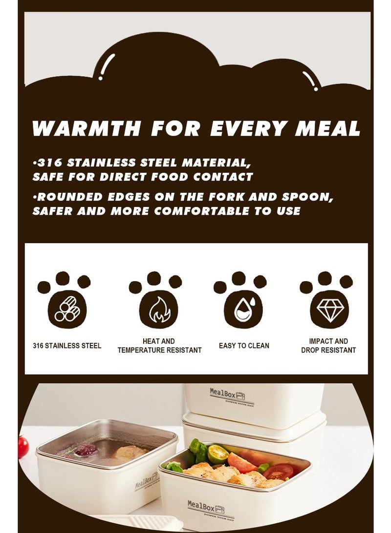 علبة طعام معدنية مقاومة للصدأ ومعزولة حرارياً – يمكن تسخينها في الميكرويف، محكمة الإغلاق، تحتفظ بالحرارة أو البرودة، مريحة لحملها من قبل العاملين. تتضمن كل مجموعة 4 علب طعام، مع ملعقة، شوكة، وحقيبة معزولة قابلة للحمل.​ - Image 2