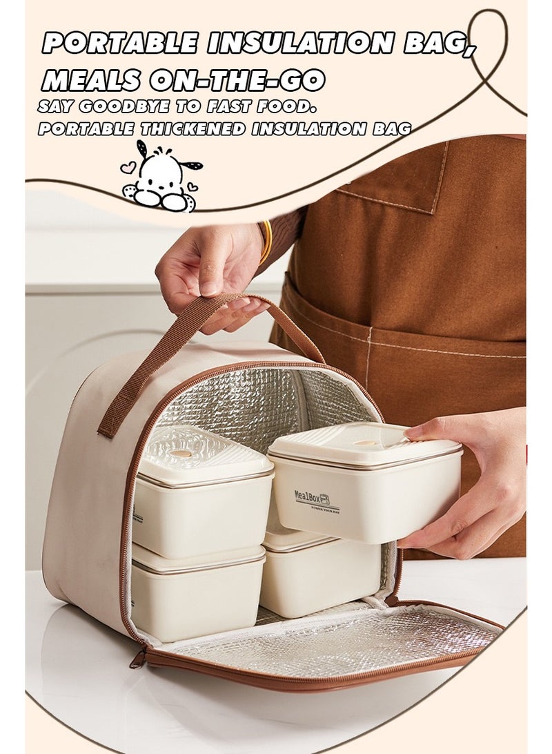 علبة طعام معدنية مقاومة للصدأ ومعزولة حرارياً – يمكن تسخينها في الميكرويف، محكمة الإغلاق، تحتفظ بالحرارة أو البرودة، مريحة لحملها من قبل العاملين. تتضمن كل مجموعة 4 علب طعام، مع ملعقة، شوكة، وحقيبة معزولة قابلة للحمل.​ - Image 3