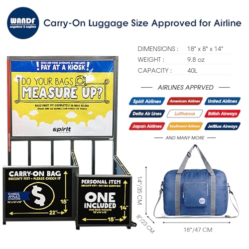 WANDF For Spirit Airlines Personal Item Bag 18x14x8 Foldable Travel Duffel Carry on Weekender Overnight for Women Men - Image 2