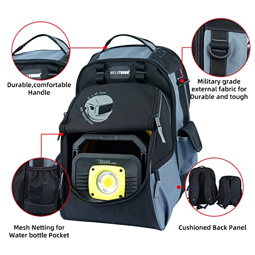 MELOTOUGH Backpack, Welding Bag for Tools and Helmet, Extreme Gear Pack, Large Capacity, Grey - Image 2