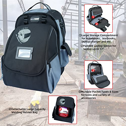 MELOTOUGH Backpack, Welding Bag for Tools and Helmet, Extreme Gear Pack, Large Capacity, Grey - Image 4