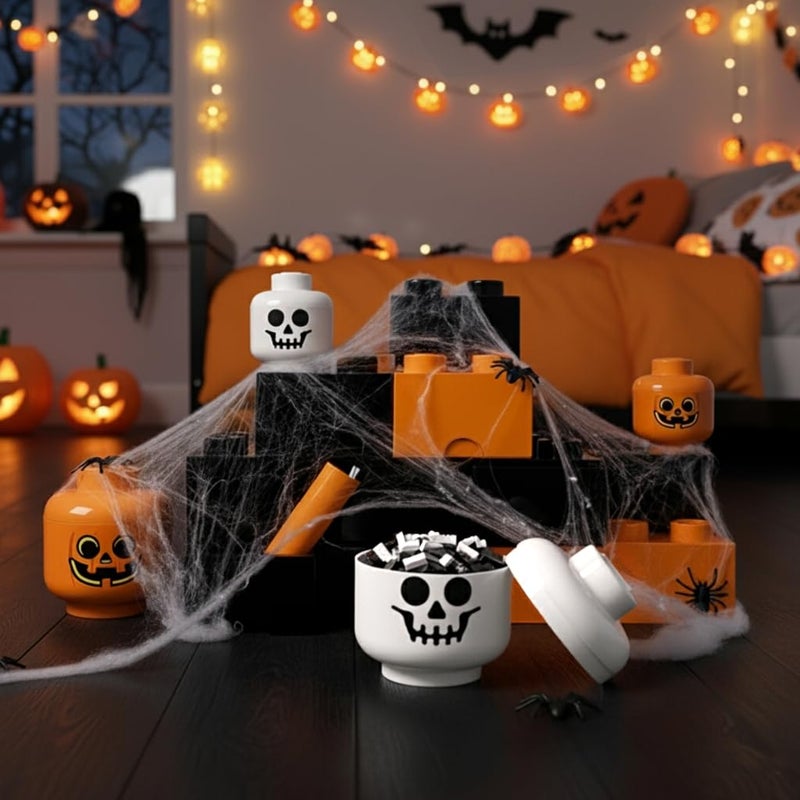 Room Copenhagen, LEGO Storage Heads Stackable Storage Container - Buildable Organizational Bins for Kid’s Toys and Accessories - 6.30 x 6.30 x 7.28in - Small, Pumpkin, Holds 250 Bricks - Image 5