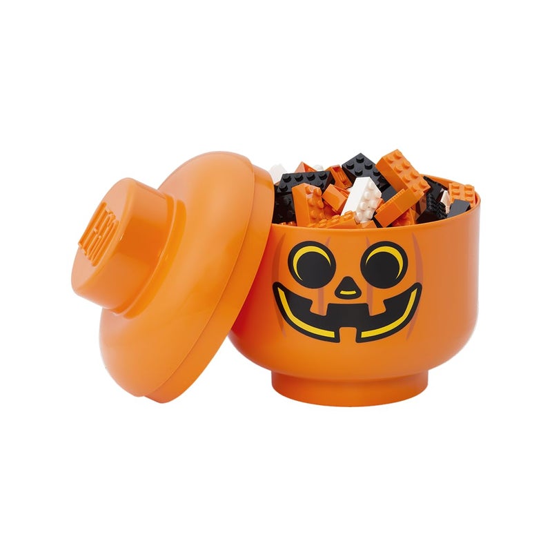 Room Copenhagen, LEGO Storage Heads Stackable Storage Container - Buildable Organizational Bins for Kid’s Toys and Accessories - 6.30 x 6.30 x 7.28in - Small, Pumpkin, Holds 250 Bricks - Image 2
