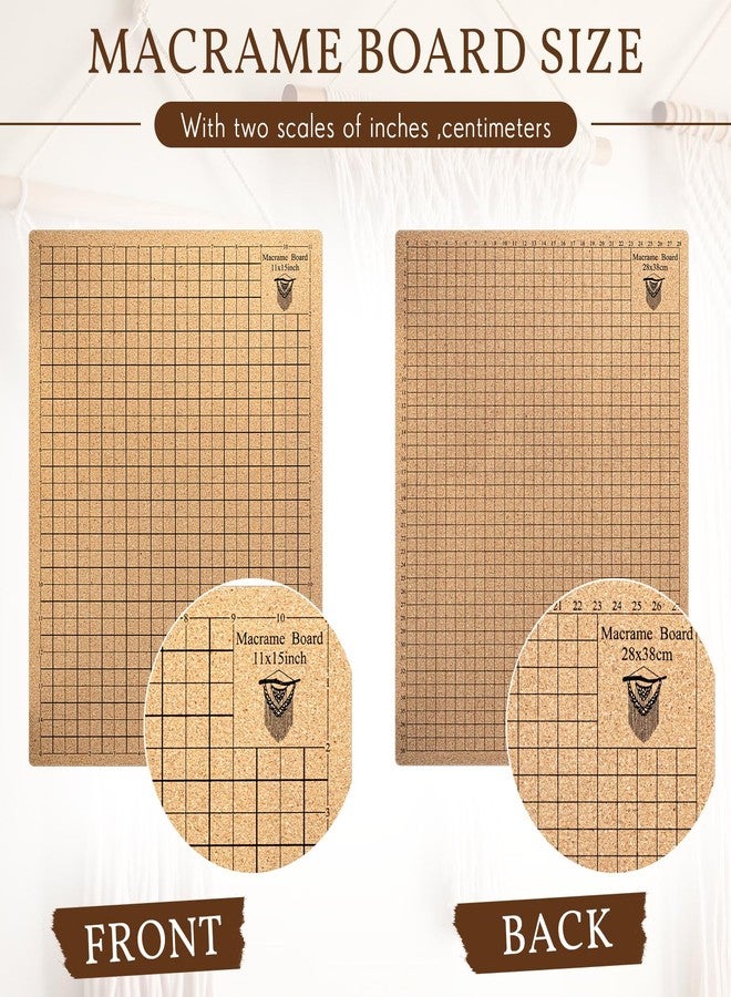 Tandefio 108 Pcs Macrame Supplies Include Macrame Board Metal Adjustable Holder with 100 T Shaped Pins Double Sided Grids Bracelet Making Board with Brush Scissor Ruler for Braiding Bracelet Creating - Image 2