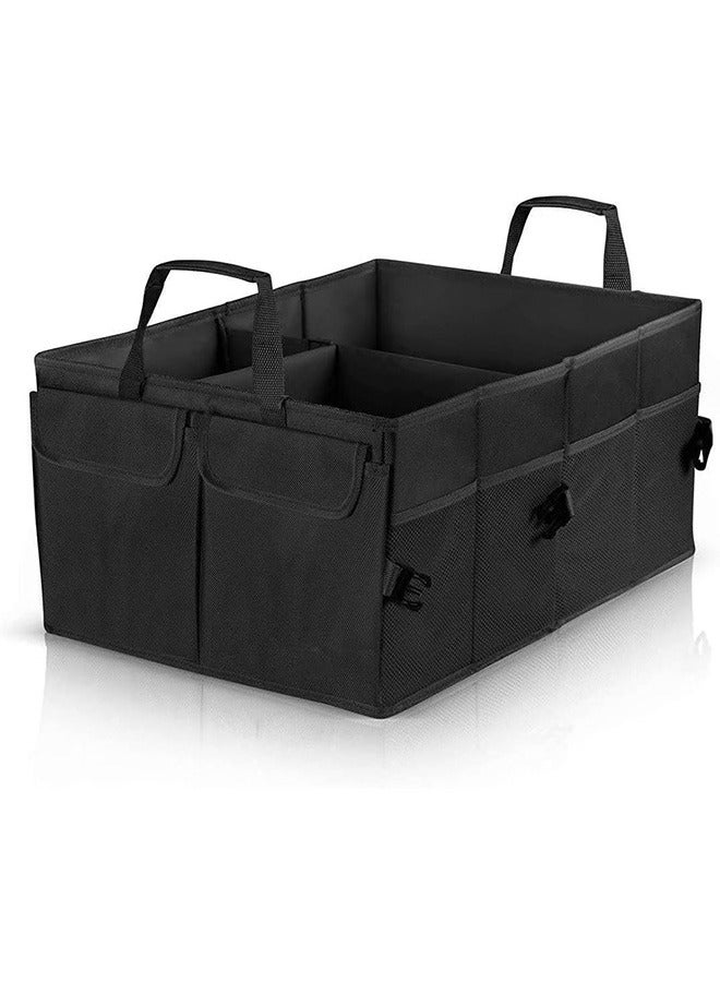Generic aesthetics of the car trunk storage bag The black super sturdy foldable storage box of the car truck anti-skid and waterproof 3-layer bottom W design box (Black)  - Image 1