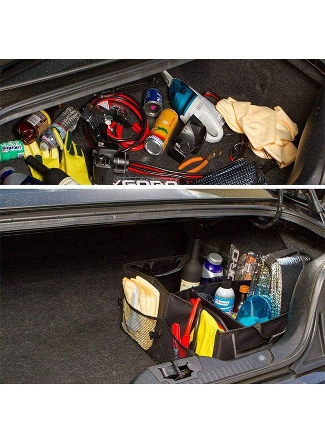 Generic aesthetics of the car trunk storage bag The black super sturdy foldable storage box of the car truck anti-skid and waterproof 3-layer bottom W design box (Black)  - Image 2