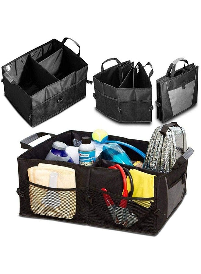 Generic aesthetics of the car trunk storage bag The black super sturdy foldable storage box of the car truck anti-skid and waterproof 3-layer bottom W design box (Black)  - Image 3