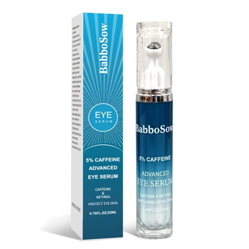 Under Eye Cream for Dark Circles with 5 Caffeine and Retinyl Palmitate Under Eye Corrector with 360 Roller Massage Ball for Puffy Bags and Fine Lines 076 fl oz - Image 1
