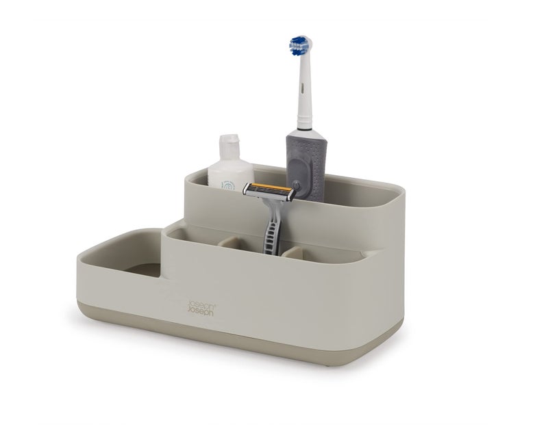Joseph Joseph EasyStore Bathroom Storage Caddy Toothbrush and Toothpaste Organiser for Bathroom Accessories Matt Finish Ecru - Image 2