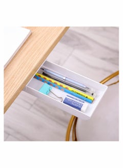 Pen Holder Under Desk Organisers-Desktop drawer storage box storage,Hidden Plastic Drawer Storage for Pencil, suitable for office, home school students