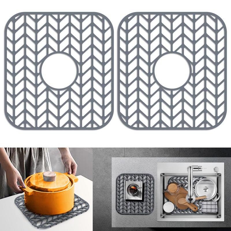JIUBAR Sink Protectors for Kitchen Sink 12" 13" 16" 18" 19" 24" 26" 28" 29" 30" Silicone Sink mat| Silicone Kitchen Sink Mat for Bottom of Farmhouse(12"x11"x2 Center) - Image 1