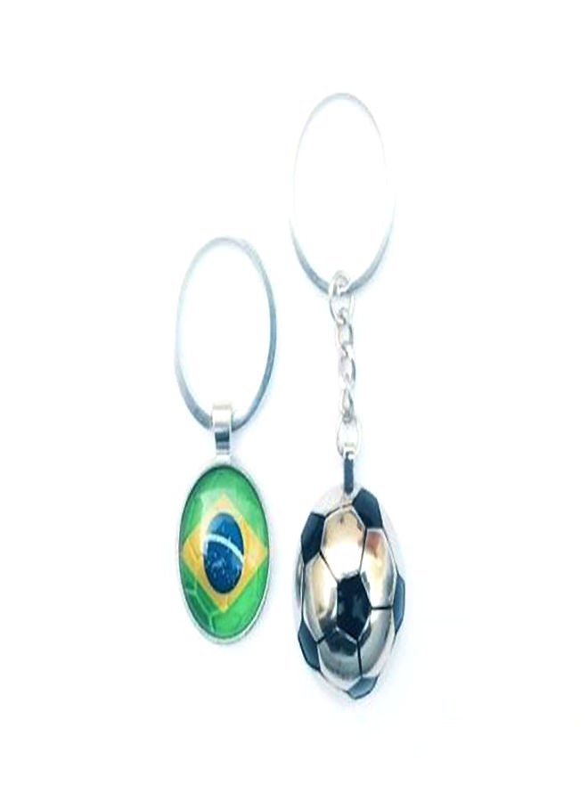 NIBEMINENT World Cup 2018 Brazil Flag And Half Football Combo Key Chain