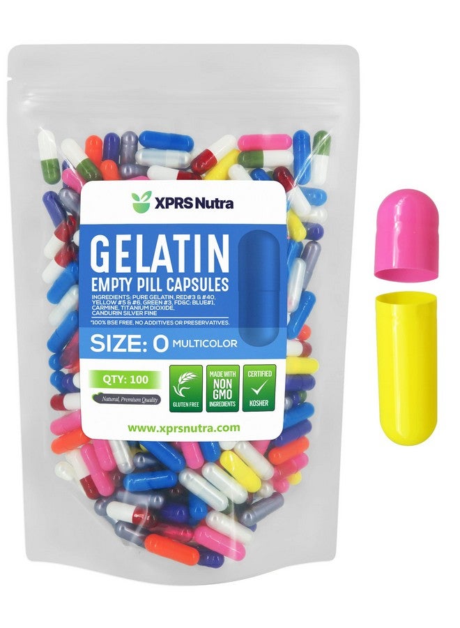 إكسبرس نوترا كبسولات XPRS Nutra مقاس 0 فارغة - ١٠٠ كبسولة جيلاتينية فارغة - حبوب تعبئة كبسولات بنفسك - كبسولات جل حبوب نقية من الأبقار لمكملات غذائية منزلية (متعددة الألوان) - Image 1