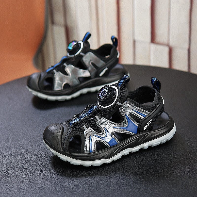 Children'S Sandals 2025 Baotou Sandals Sports Sandals For Middle And Large Children Rotating Button Beach Sandals Delivery - Image 4